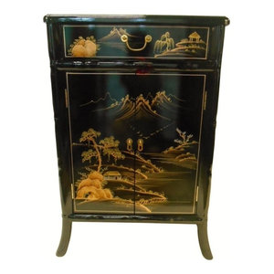 Oriental Shoe Cabinet Carved Bamboo Style Asian Accent Chests