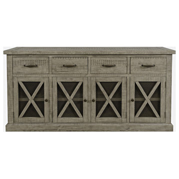Telluride 70" Rustic Distressed Pine Four Drawer Sideboard Buffet Server
