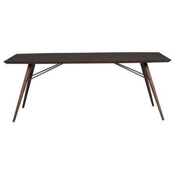 Ambrose Dining Table seared oak brushed brass 78"