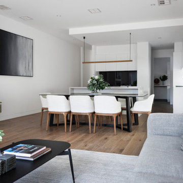 The living room is highlighted by its baroque timber features and a striking spl