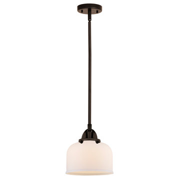 Innovations Bell 1 Light 8" Mini Pendant, ORB/Frosted