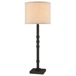 Elk Home - Colony Table Lamp Tall - The pared-back design of the Colony table lamp embodies modern American country style. Made from steel with a dark bronze finish, its open framework displays understated farmhouse influences with a refined appeal. This lamp is topped with a drum-shaped hardback shade in sand-colored linen with a cream liner and is perfect for adding accent lighting to a living room seating area or a hallway. The Colony collection also includes additoinal lamp options.