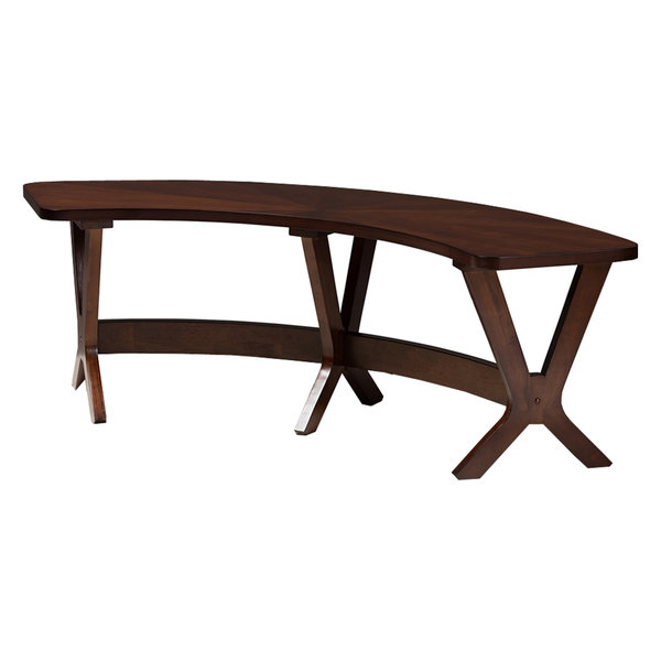 Mid-Century Modern Walnut-Finished Wood Curved Dining Bench
