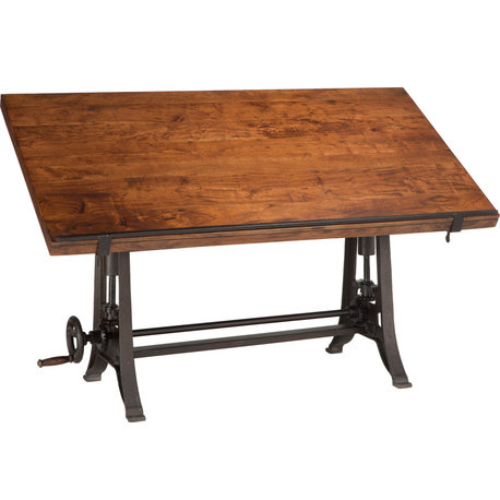 Artezia Adjustable Drafting Desk - Walnut, Antique Zinc