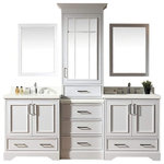 Atlas International Inc - ARIEL Stafford 85" Double Sink Bathroom Vanity, White White Quartz Top - With this Ariel Stafford Vanity, you can easily fix up your restroom. Built with a freestanding construction, this vanity is installed against a wall and provides the appearance of a traditional piece of stand-alone furniture. It features a transitional design, creating the perfect balance of classic and contemporary. Featuring a plywood construction, it will be capable of withstanding consistent contact with water. This vanity has oval undermount sinks, which offer a more seamless look. With a white vitreous china build, its sink is incredibly durable.