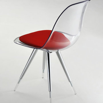 Kubikoff Angel Transparent Chair | Red Seat Pad