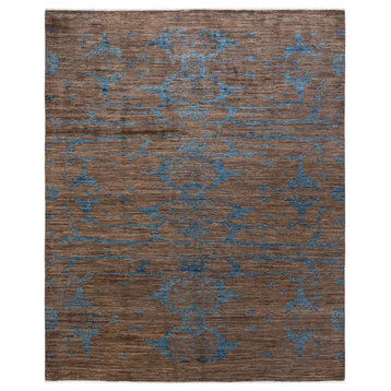 Eclectic, One-of-a-Kind Hand-Knotted Area Rug Brown, 7'10"x9'9"
