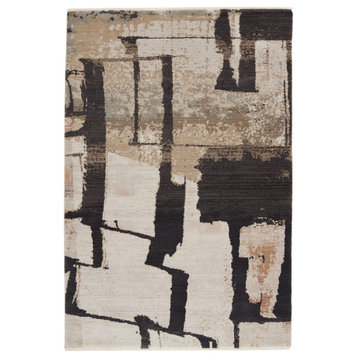 Nikki Chu by Jaipur Living Lehana Abstract Dark Brown/Ivory Rug 7'10"x11'1"