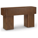 Meridian Furniture - Oakmont Veneer Coffee Table, Brown, Console Table - Add functionality and style to your living room or den with this handsome Oakmont brown console table. Its rich brown finish and oak veneer bring a touch of sophistication, while the art deco design adds timeless elegance. Perfect for showcasing decor or enjoying coffee with friends, its sturdy construction ensures durability and versatility. Elevate your space with this essential piece that harmonizes practicality with aesthetic appeal, promising to be the focal point of your living area for years to come.