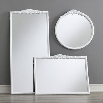 Coaster Sylvie Glass French Provincial Round Wall Floor Mirror White