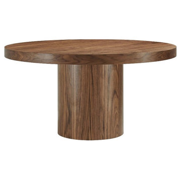 Modway Gratify 59" Round MDF Wood Dining Table in Walnut Finish