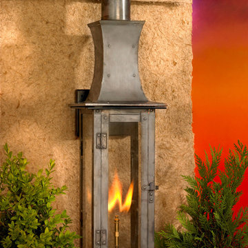 Maryville Collection 29" Washed Pewter Gas Wall Lantern with Tempered Clear Glas