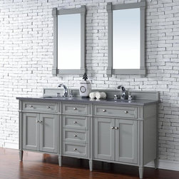 72 inch Double Sink Bathroom Vanity Gray Finish No Top - Bathroom Vanities And Sink Consoles