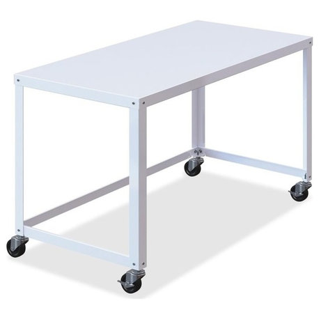 Lorell Personal Mobile Desk, Rectangle Top, White