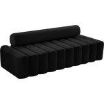 Meridian Furniture - Melody Velvet Upholstered Chair, Black, Sofa - Give a nod to mod when you bring home this sleek Melody velvet sofa. Designed to integrate easily with the chair and loveseat in the same collection, this Melody sofa is upholstered in soft black velvet for a look that's chic and elegant yet edgy and up-to-the-minute. The deepest of channel tufting forms a textural delight on the body of this piece, giving it a look that's one part functional seat, one part art.