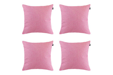 Accent Pillow Cover Soft Touch Polyester Weave Solid Color Decorative C| Pink