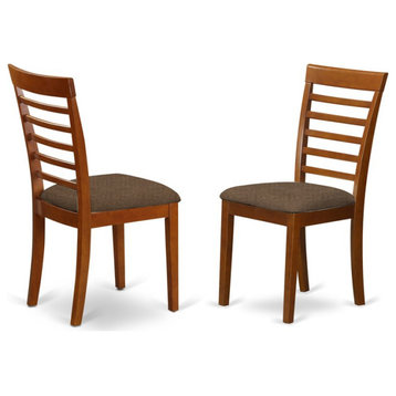 East West Furniture Milan 38" Fabric Dining Chairs in Saddle Brown (Set of 2)