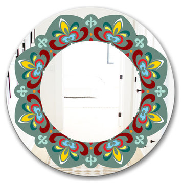 Designart Fleur De Lis Midcentury Oval Or Round Wall Mirror, 32x32