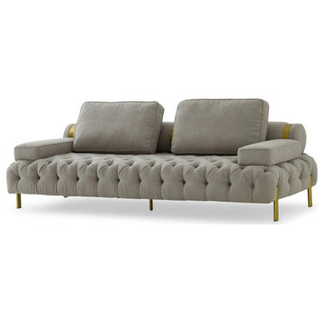 Paula Glam Gray and Gold Fabric Sofa
