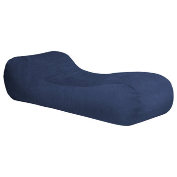 Arlo Chaise Lounge Bean Bag Chair, Premium Chenille, Navy Blue