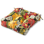 Greendale Home Fashions - Outdoor 20" Chair Cushion, Aloha Black - Enhance the look and feel of your patio furniture with this Greendale Home Fashions 20 inch outdoor dining cushion. This cushion fits most standard outdoor furniture, and comes with string ties to keep cushion firmly in place. Circle tacks create secure compartments which prevent cushion fill from shifting. Each cushion is overstuffed for lasting comfort and durability with a soft polyester fill made from 100% recycled, post-consumer plastic bottles, and covered with a UV resistant, 100% polyester outdoor fabric. This cushion is also water, stain, and mildew resistant. A variety of colors and prints are available to enhance your outdoor decor.