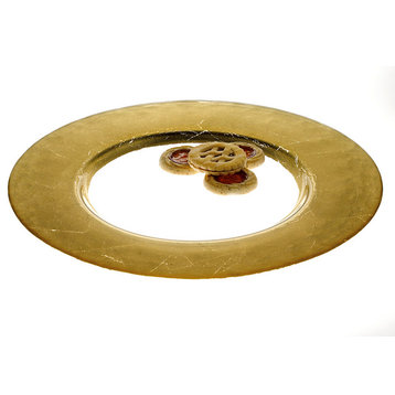 Nature Home Decor 13-inch Round Charger with genuine Gold Leaf Painted Pattern