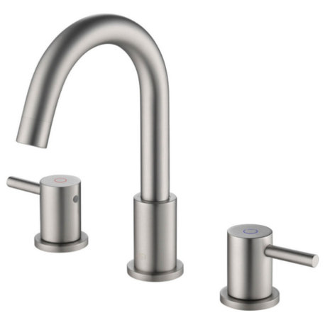 Circular Widespread Sink Faucet With Pop-Up Drain, Brush Nickel