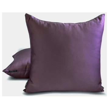 Lilac Satin 12"x14" Lumbar Pillow Cover Set of 2 Solid - Lilac Slub Satin
