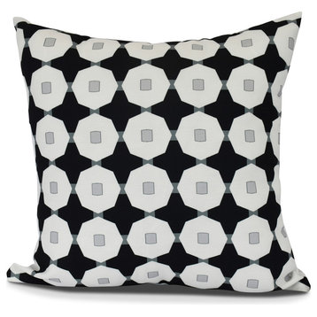 Button Up, Geometric Print Outdoor Pillow, Black,5" x  7"