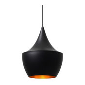 Modern Black and Gold Drum Style Pendant, stout
