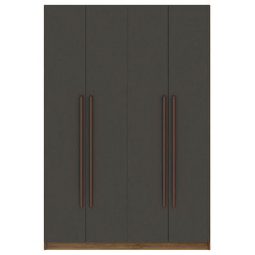 Gramercy 2-Section Wardrobe Closet, Nature and Textured Gray