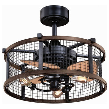 Vaxcel - Humboldt 3-Light Ceiling Fan in Industrial and Cage Style 17 Inches