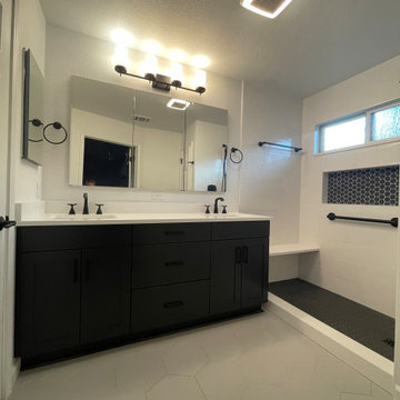 BATHROOM - Black & White Shower / Black Vanity / Black Faucets