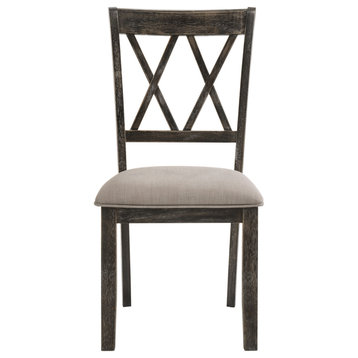 ACME Claudia II Side Chair, Set of 2, Fabric/Weathered Gray