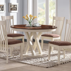 Coaster Naomi 5-Piece Round Two-Tone Dining Set with Slat Back Chairs - Dining Sets