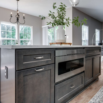 White and Grey Transitional Farmhouse Inspired Kitchen
