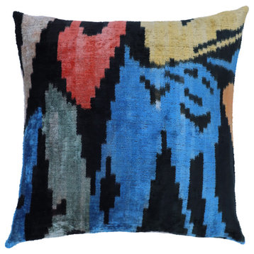 Canvello Velvet Abstract Square Pillow With Down Insert 18"x18"