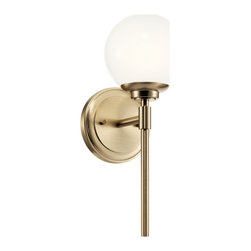 Kichler Lighting, LLC. - Benn 13.75" 1 Light Wall Sconce With Opal Glass, Champagne Bronze - Bathroom Vanity Lighting