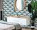 Genevieve Gorder Feather Flock Denim Blue Peel and Stick Wallpaper, Sample