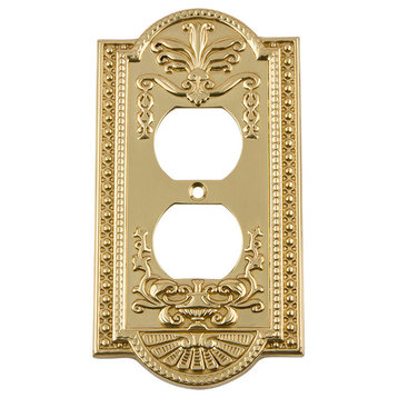 NW Meadows Switch Plate With Outlet, Polished Brass