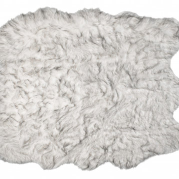 5' X 6' Grey Ombre Faux Sheepskin Non Skid Area Rug