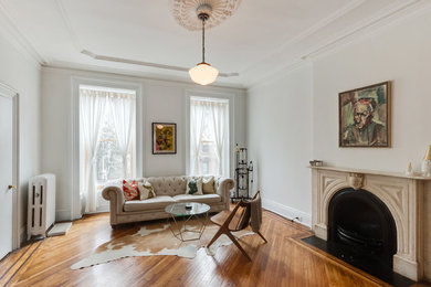 Trendy living room photo in New York