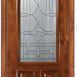 2/3 LiPre-hung Front Single Door 96 Alder Marsala 2 Panel 2/3 Lite Glass - Front Doors