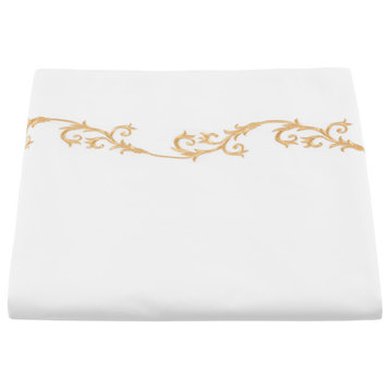 Tuscany Duvet Cover, White With Gold Embroidery, King