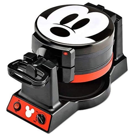 Mouse MIC-62 Double Flip Waffle Maker, 8"Dx14"Wx8"H, Black, Red