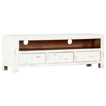 vidaXL TV Stand TV Unit Sideboard TV Console Cabinet White Solid Acacia Wood