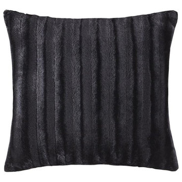 100% Polyester Brushed Solid Stripe Plaited Long Fur Square Pillow, MP30-2997
