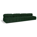 Meridian Furniture - Ames Boucle Fabric Modular Sofa, Green, 4-Piece: 4 Armless Chair - Introduce a touch of modern sophistication to your living area with the exquisite Ames Boucle Fabric Sofa. With plush green boucle fabric and unique design, it will elevate the visual appeal of your living space. This elegant and captivating sofa can be mixed and matched with other pieces from the collection to create an endless array of stunning looks. So, get ready to transform your living area into an inviting and stylish haven with the Ames Boucle Fabric Sofa.