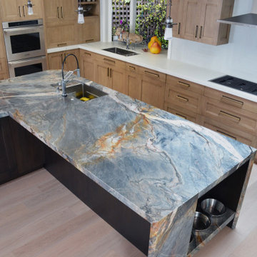 An Island with a recessed dog bowl stone Tempest Blue Quartzite