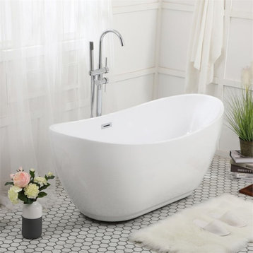 Elegant Decor Ines 62" Oval Plastic Soaking Bathtub in Glossy White